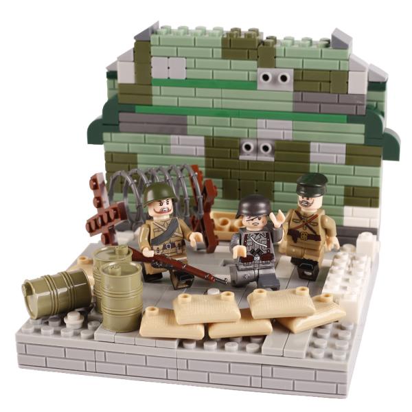 WW2 military war scene model German ranker Soviet soldier figures sandbag accessories building blocks