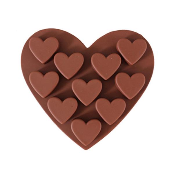 Moule de savon rouge foncé jetable pour 10 fournitures de cuisine en chocolat en forme de cœur