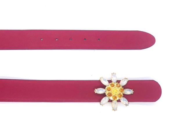 Correia Crystal Leather Waist Floral Cummerbund do cristal de rocha das mulheres da cor vermelha para o vestido