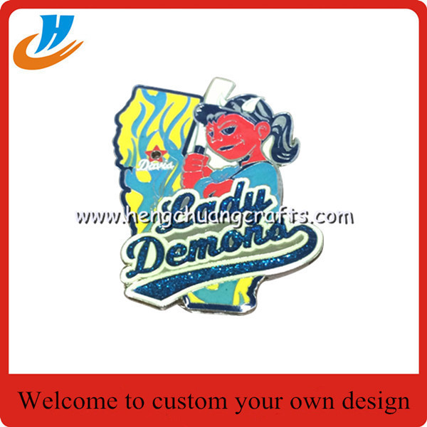 Custom design baseball badge soft enamle with epoxy baseball lapel pin