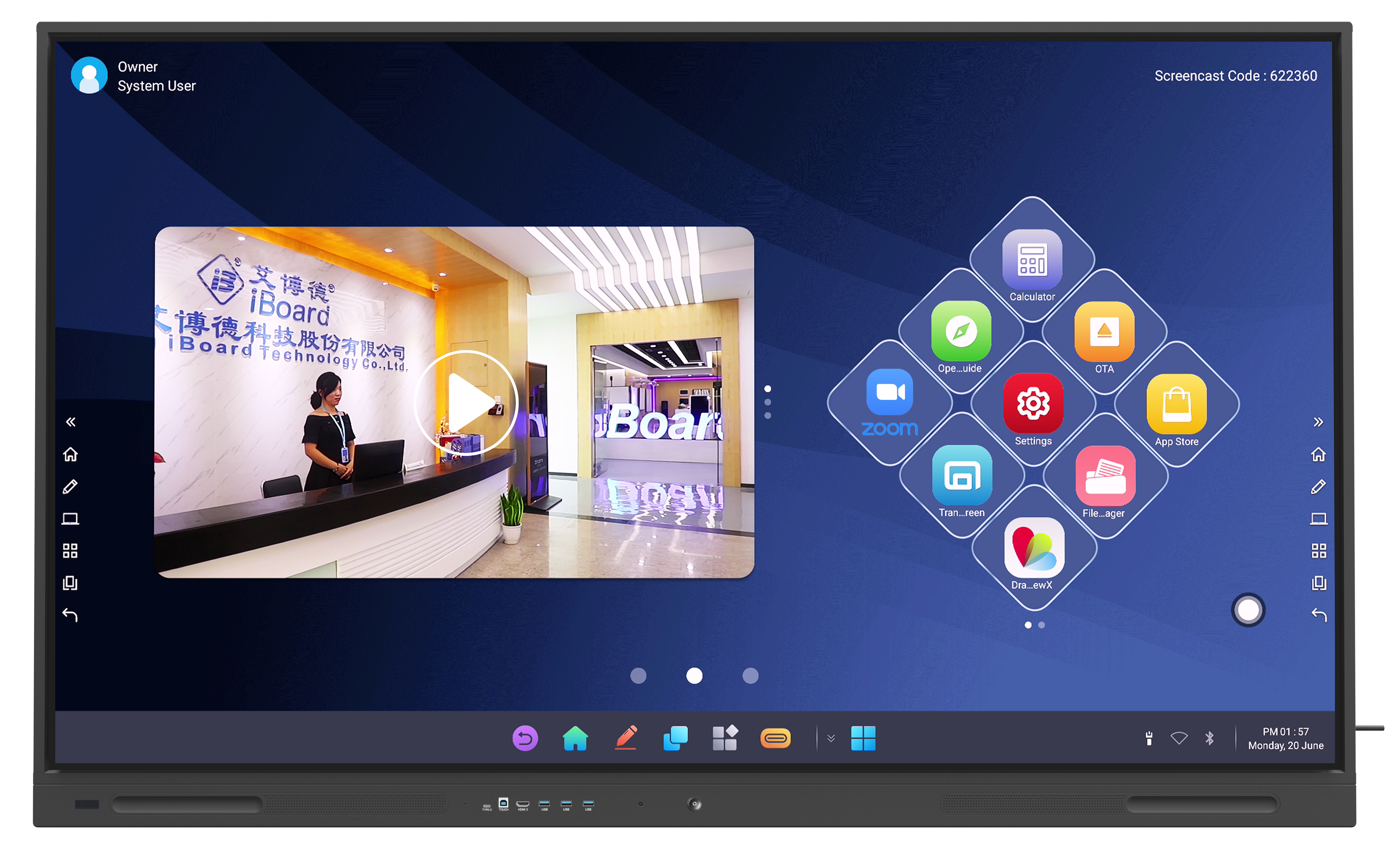 LCD Smart Board Android 13 55 65 75 86 98 дюймов 40 точек касания Белая доска телевизора Монитор экрана USB TYPE-C Дисплей для детей