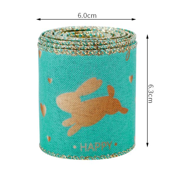 Easter Ribbon Bulk Ribbon Supply And MSD Green Printed With Wire Edge Burlap Ribbon