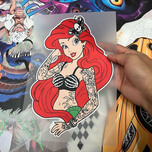 Dark Disney Princess Tattoo DTF Transfer – Custom Iron On PVC Vinyl Sticker, Ready Press For T Shirts & Clothing Labels