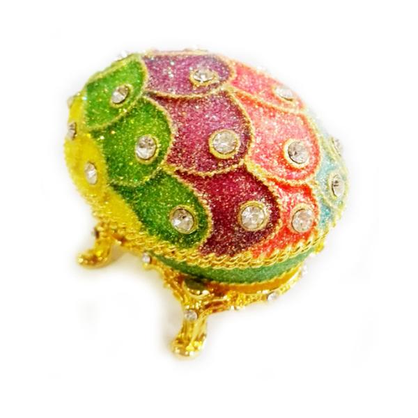 Crystal Easter Faberge Egg Jewelry Box Earrings Russian Trinkets Case Easter Gifts Collectible Figurines Creative Gifts
