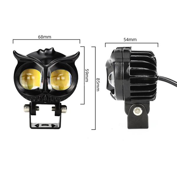 16W Dual Color LED Motorcycle Fog Light Head in Owl Design for Custom Modified Project