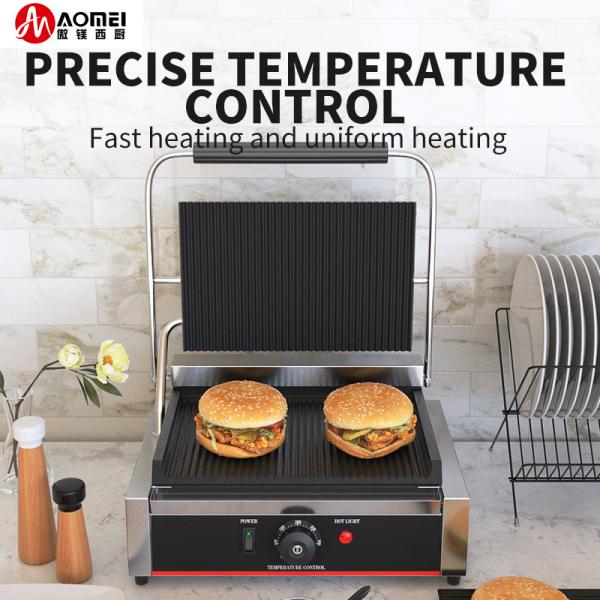 Контактный гриль с не липким покрытием Черное серебряное гриль для сэндвичей