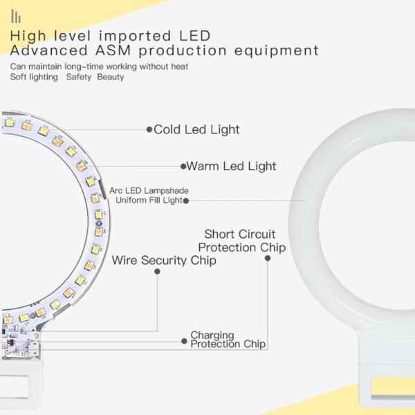 Rechargeable Selfie Portable Beauty Fill In Light Mini Mobile Phone Clip 18 Leds Lamp