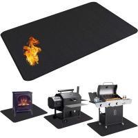 Tapis de foyer rond ignifuge – Tapis pour barbecue et feu de joie avec revêtement en silicone liquide, tapis à braises résistant à la chaleur pour terrasse, patio, gazon et utilisation en extérieur – Noir