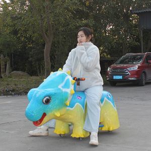 Cartoon Battery Cart Animatronic Electric Dinosaur Ride On Coin Operated