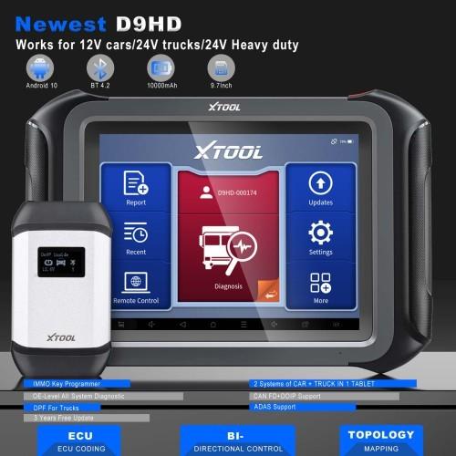 Ferramenta de diagnóstico de caminhão e automóvel diesel/gasolina XTOOL D9HD