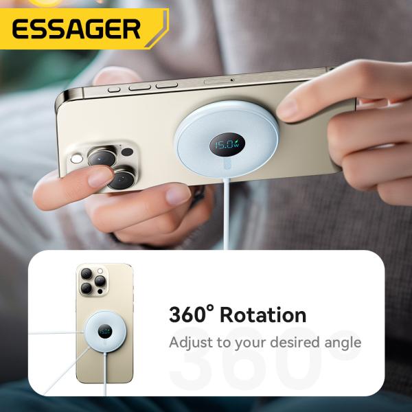 ESSAGER 15W Magnetic Phone Wireless Charger Digital Display ES-WC10