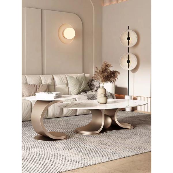 Hollow Out Marble Coffee Table Stainless Steel Living Room Coffee Table