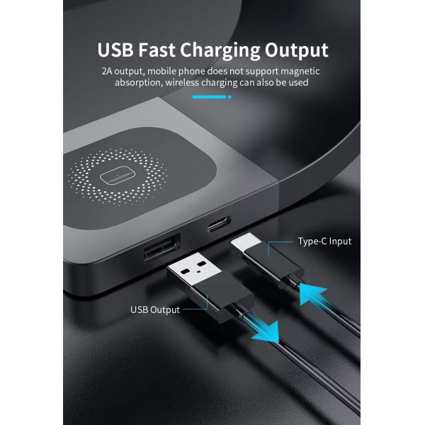 Magnetic 4 In 1 Phone Watch Earbud Charger 15W Stand Fast Wireless Charging Dock Station Portable