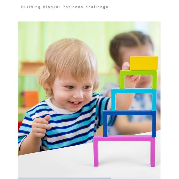 Wooden Montessori Baby Developmental Toys Art Geometric Creative Puzzle Rainbow