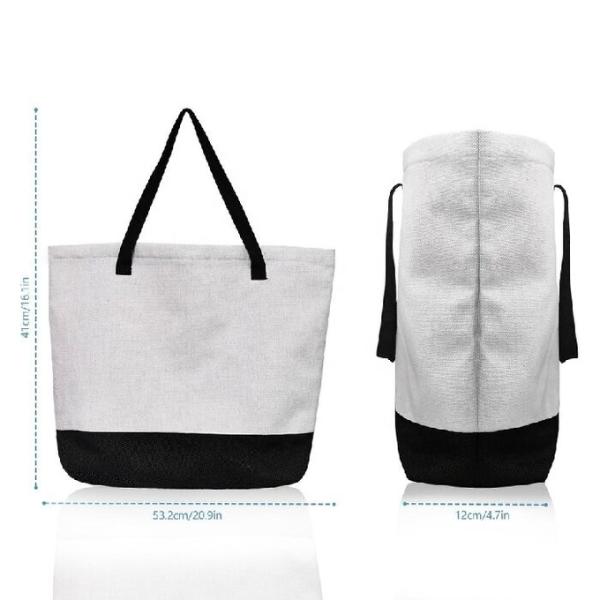 Large Capacity 380g Linen Sublimation Tote Bags Blanks Custom Print Logo Sublimation Shopping Handbags With Zipper