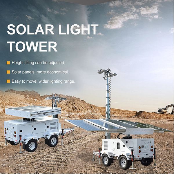 Automatic Lifting Mast Solar Light Tower Durable Using Portable Generator Light Tower