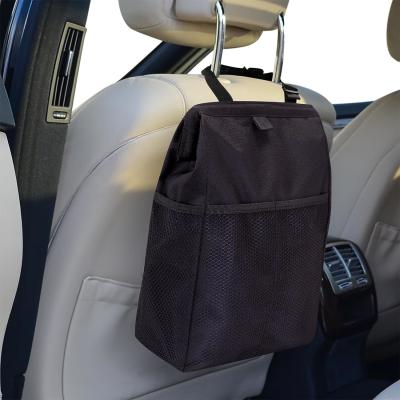 Car Trash Can, Waterproof Garbage Can/ Bag with Lid, Leak-Proof Trash Bin, Car Trash Hanging (Medium, Black)