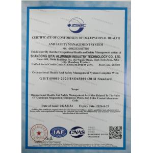 Shandong Qitai Aluminum Technology Co., Ltd. Certifications