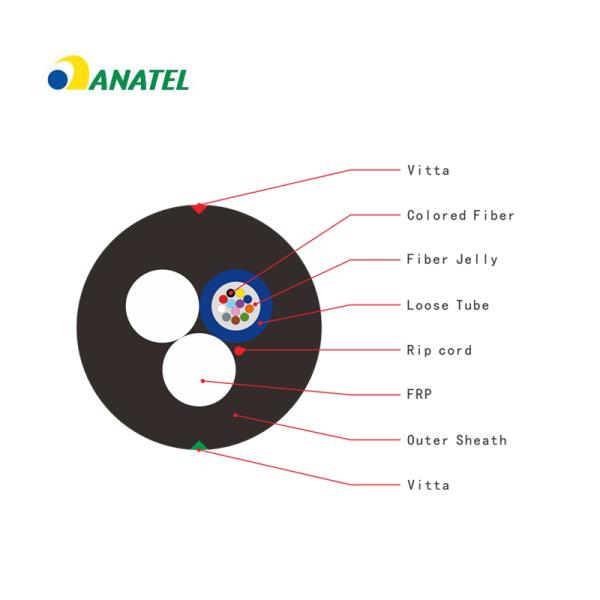 12FO Singlemode G652D Outdoor Aerial Optic Fiber Cable Anatel