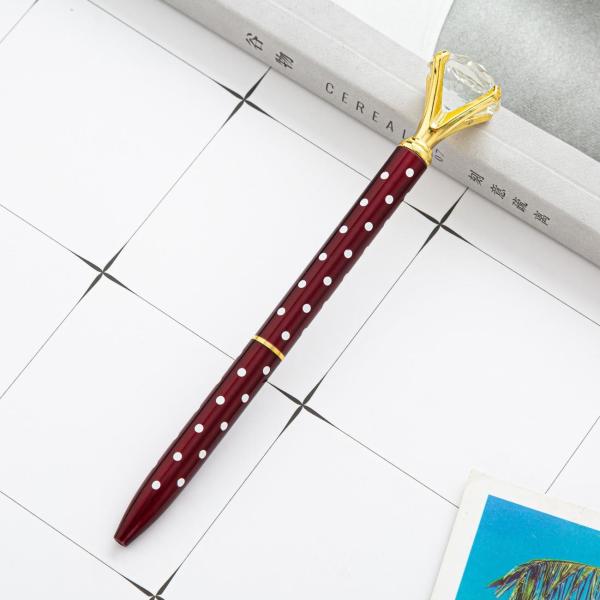 Fashion Polka Dot Twist Metal Ballpoint Pen Shining Big Diamond Spot Ball Pen 1.0mm