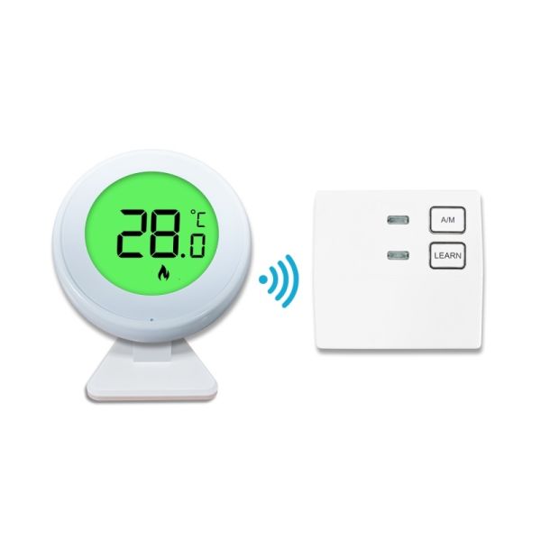 868MHZ RF Room 230V Boiler Thermostat Wireless Round Thermostat White Customized Non-Programmable Thermostat for Precise Climate Control