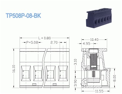 Женский заткните внутри разъем 5.08mm терминального блока, блоки PCB 300V 18A Pluggable терминальные