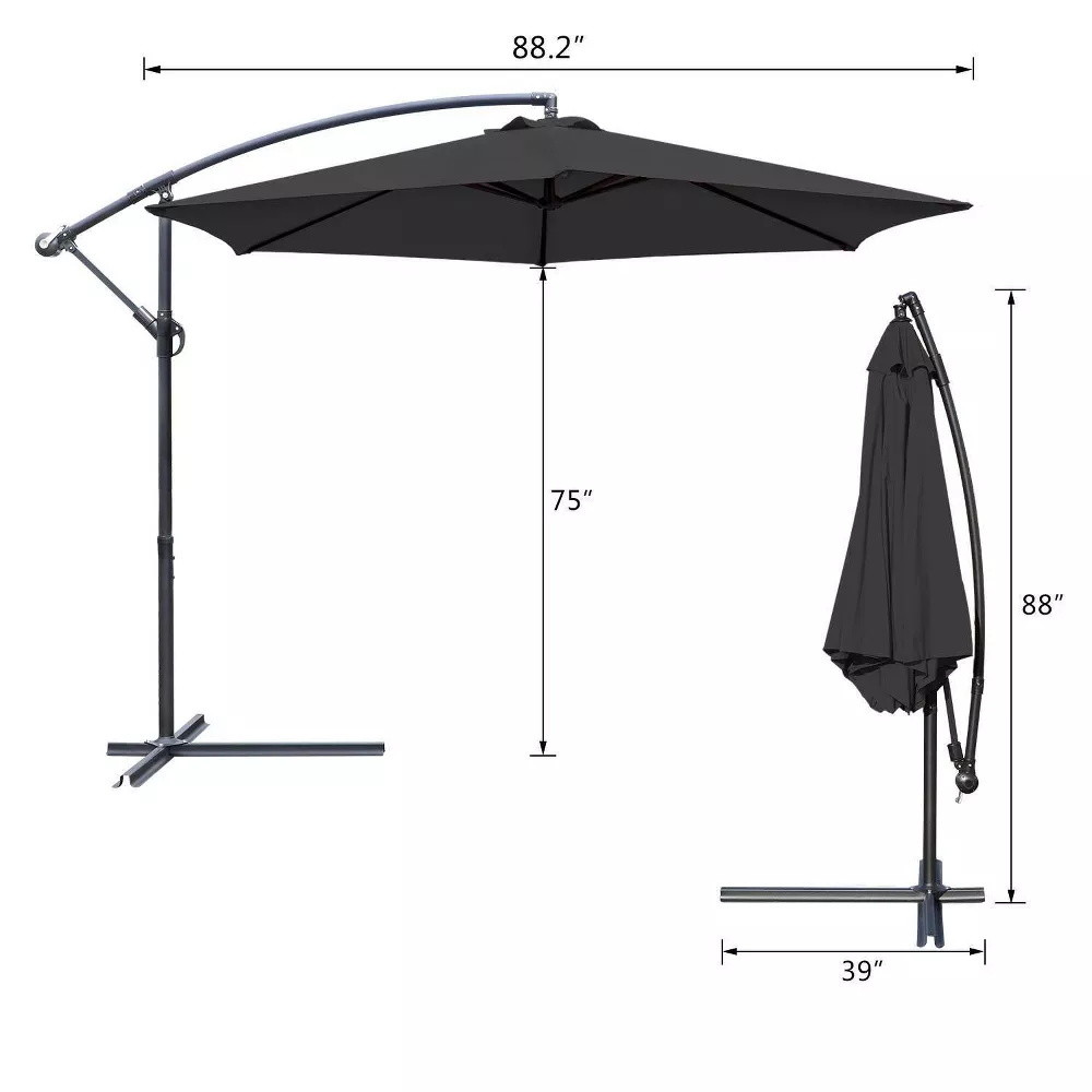 Patio Umbrella 10FT Steel Frame Waterproof Sun Shade Parasol for Outdoor Hanging Offset