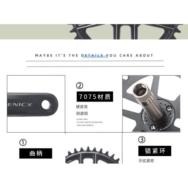 Crankset de bicicleta de cascalho leve eixo 24mm 165/170/175 42/44T Chainring Crank 10/11/12s