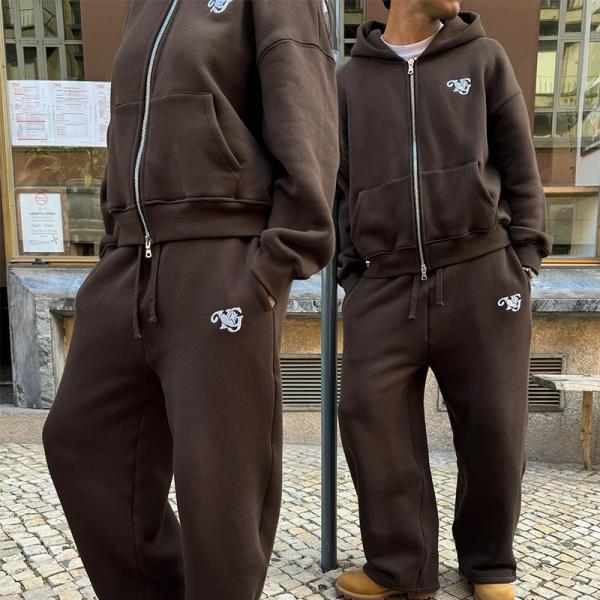 Custom 3D Embroidery Streetwear Tracksuit with Oversized Hoodie and Sweatpants Set in XXS-5XL Custom Size