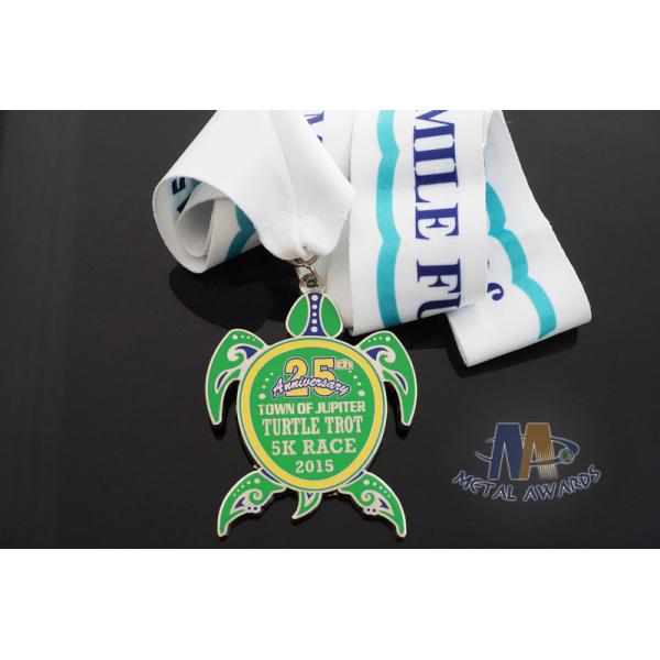 Sea Turtle Design Custom Imitation Hard Enamel with Sublimated Ribbon