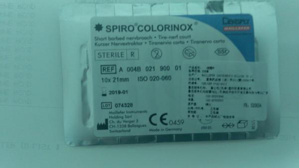 Dentsply Spiro Colorinox Barbed Broach File Stainless Steel Material Various size