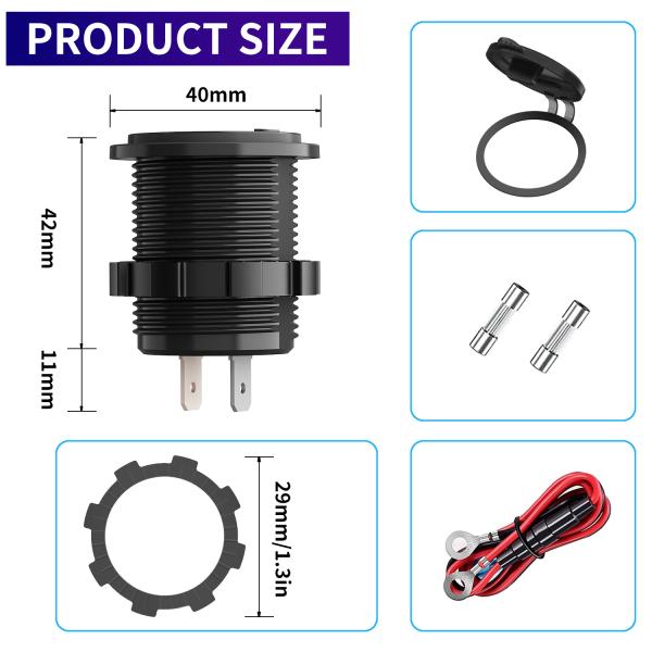 QC3.0 Chargeur de voiture USB PD pour voiture bateau bus moto de golf