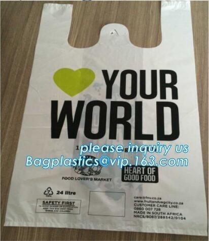 Custom Printed Biodegradable Compost Bags Pharmacy Singlet Handle En13432 Certified