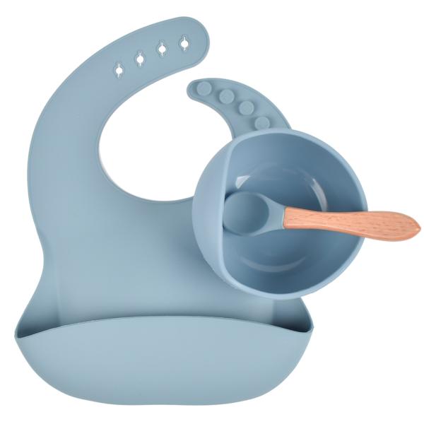 Grey Cute Lightweight Silicone Feeding Bib 2 Years Old Rubber Bib