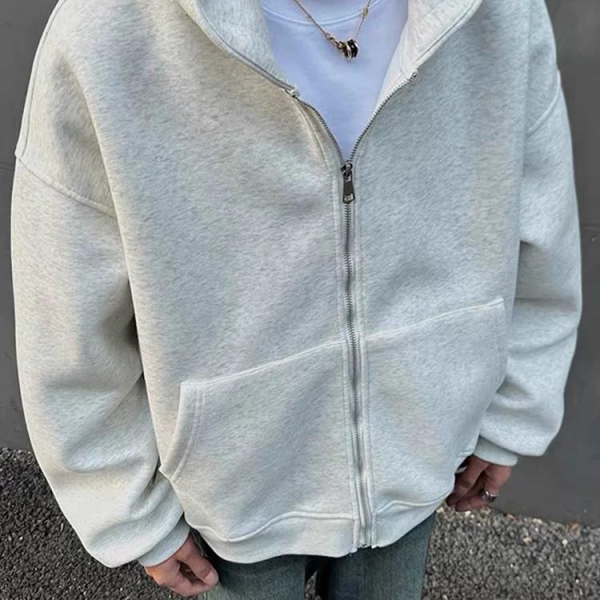 Oversized Heavy Cotton Blank Hoodies Zip Up Backpack Design OEM ODM