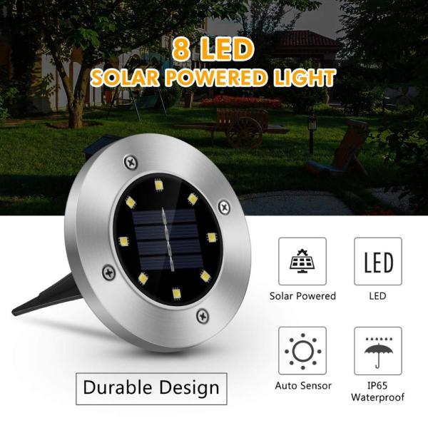 Solar Ground Lights, 8 LED Inground Solar Lights, Solar Powered Garden Lights for Outdoor Pathway Lawn Yard Patio Walkway