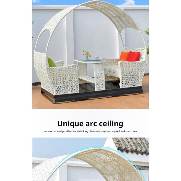 Luxury Four Person Wicker Rocking Chair Patio Furniture With Metal Frame