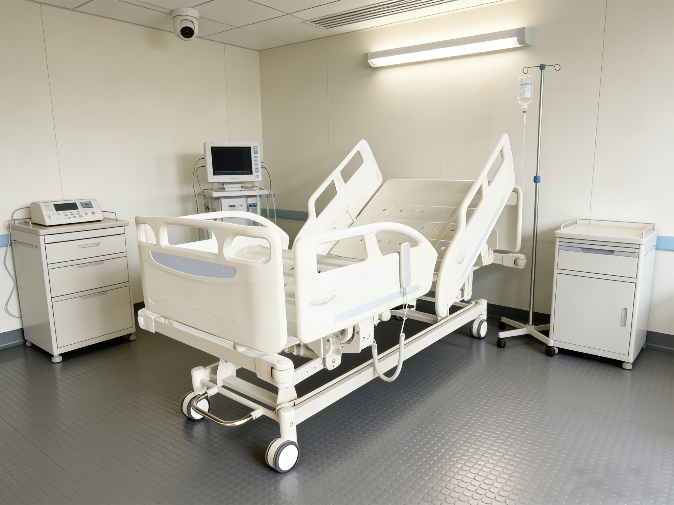 DH-1-B Three-Function Electric Bed with Angle-Display Guardrails 125mm Silent Wheels