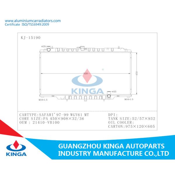 Car Accessories Nissan Radiator SAFARI'97-99 WGY61 , car cooling radiator