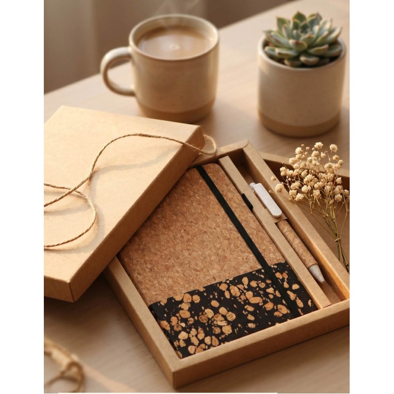 Custom Spliced Wood Cork Notebook Gift Set Bulk For Business & Study