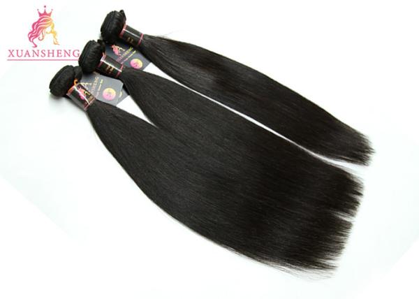 Natural Black Peruvian Human Hair / Straight Hair Bundles No Shedding