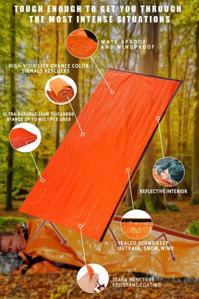 Emergency Sleeping Bag 2 Pack Lightweight Survival Sleeping Bags Thermal Sack Portable Emergency Blanket Campin
