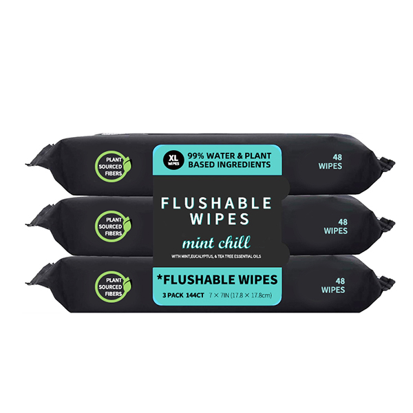 48pcs Papel higiénico húmedo XL libre de fragancias toallitas para adultos con agua limpia Fibras vegetales