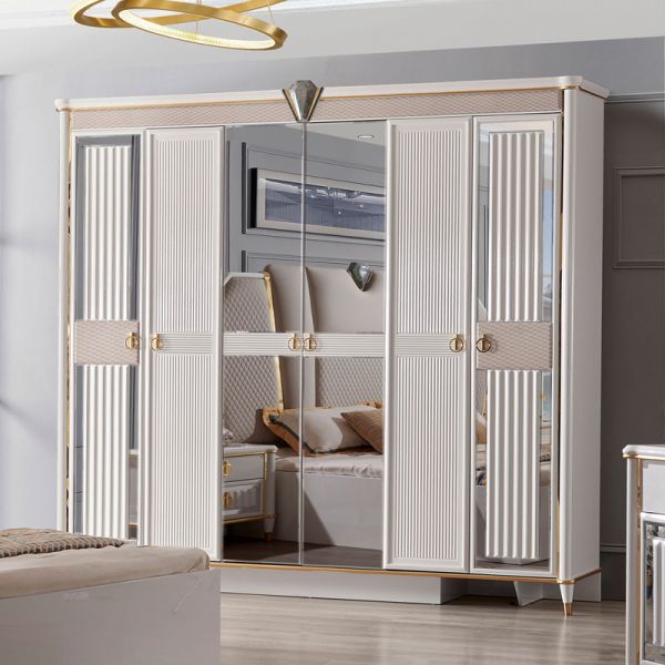 Modern Velvet Cover Headback Room Wooden King Size Sets Bed Furniture Queen Beds Full Cabinet Bedroom Set