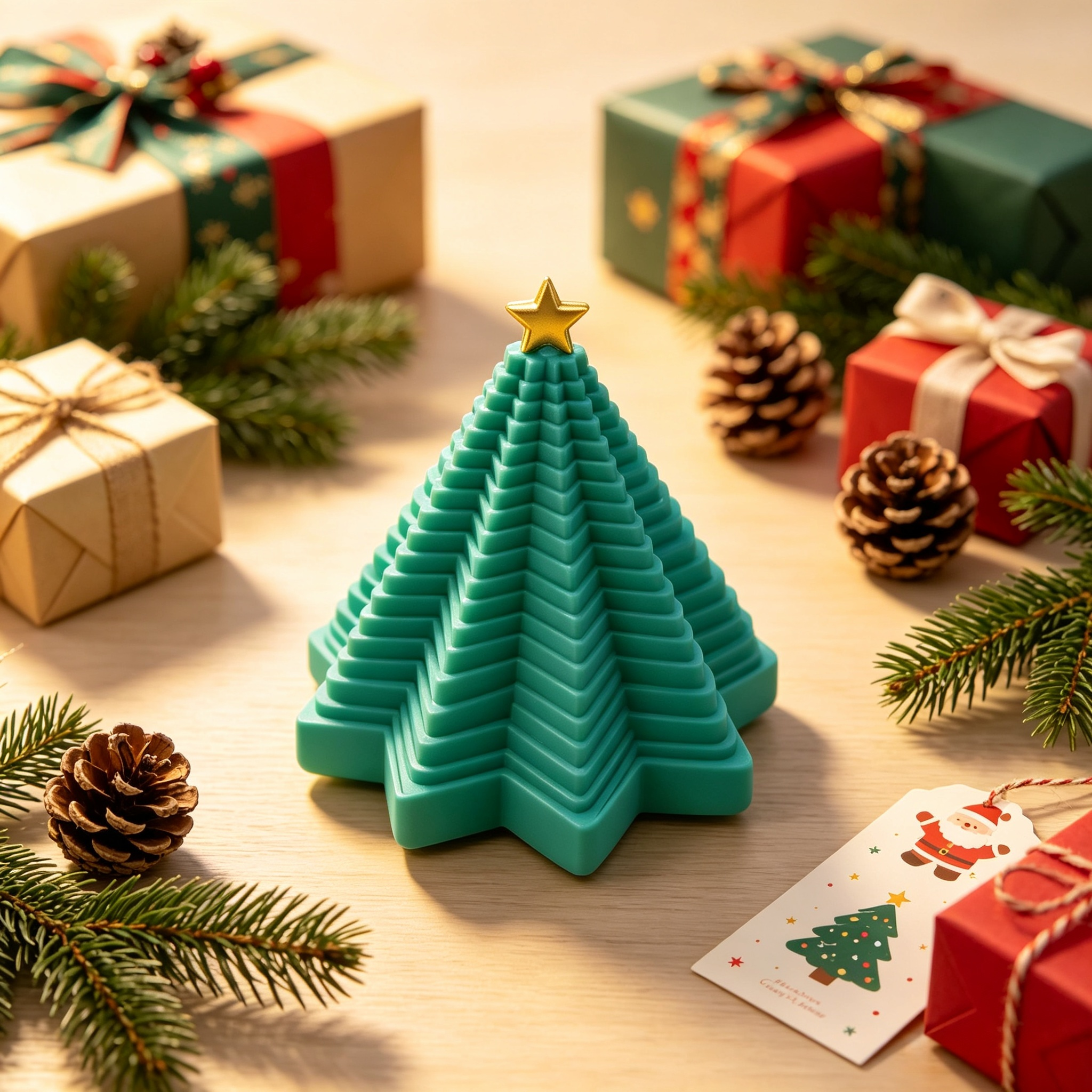 Stretchable 3D Printed Holiday Decoration Xmas Tree Stress Relief Desktop Decor