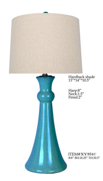 TC Porcelain Simple Modern Table Lamp 14*30.25 Blue White