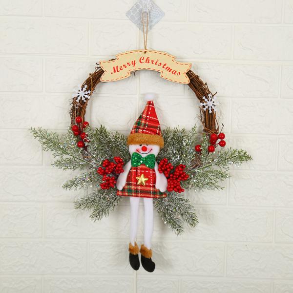 Plush Cloth and Plastic Christmas Pinecone Wreath for Outdoor Christmas Decorations