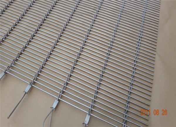 Rod Woven Decorative Metal Mesh , Building Decorative Wire Mesh Cladding