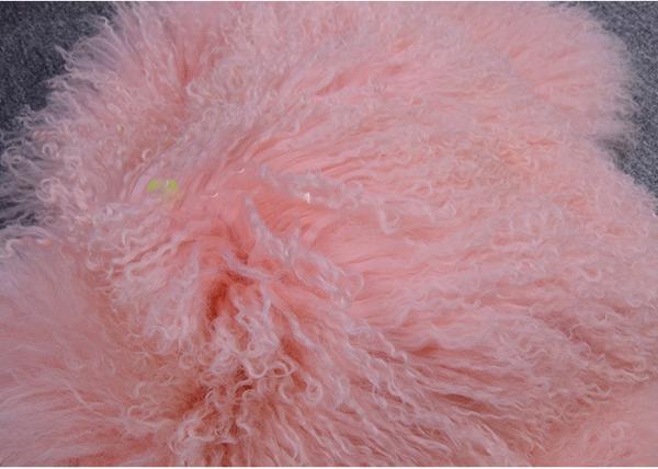 Mongolian Sheepskin Rug Pink Dyed Extra Long hair Tibetan Lamb fur Garment Trim