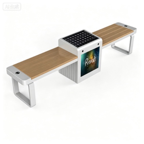 Solar Powered Smart Outdoor Bench With Wireless Phone Charging , Public Smart Park Seat